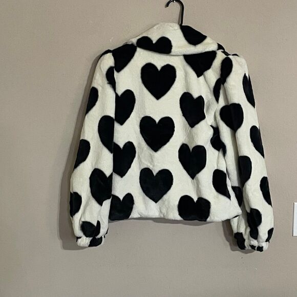 Miss Selfridge faux fur jacket heart coat size 2 womens - Picture 1 of 7